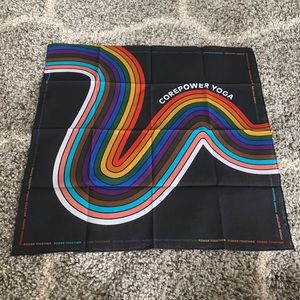 NWT, CorePower yoga scarf 22 x 22, rainbow, LGBTQ+